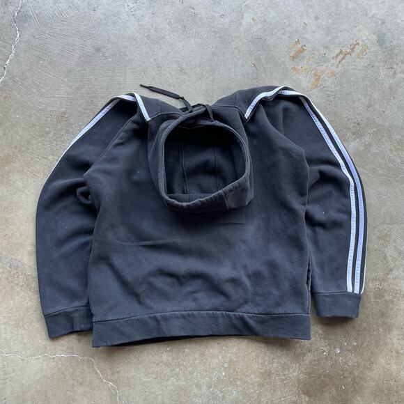 BAGGY ADIDAS STRIPED SPELLOUT HOODIE BLACK LARGE - Picture 4 of 5